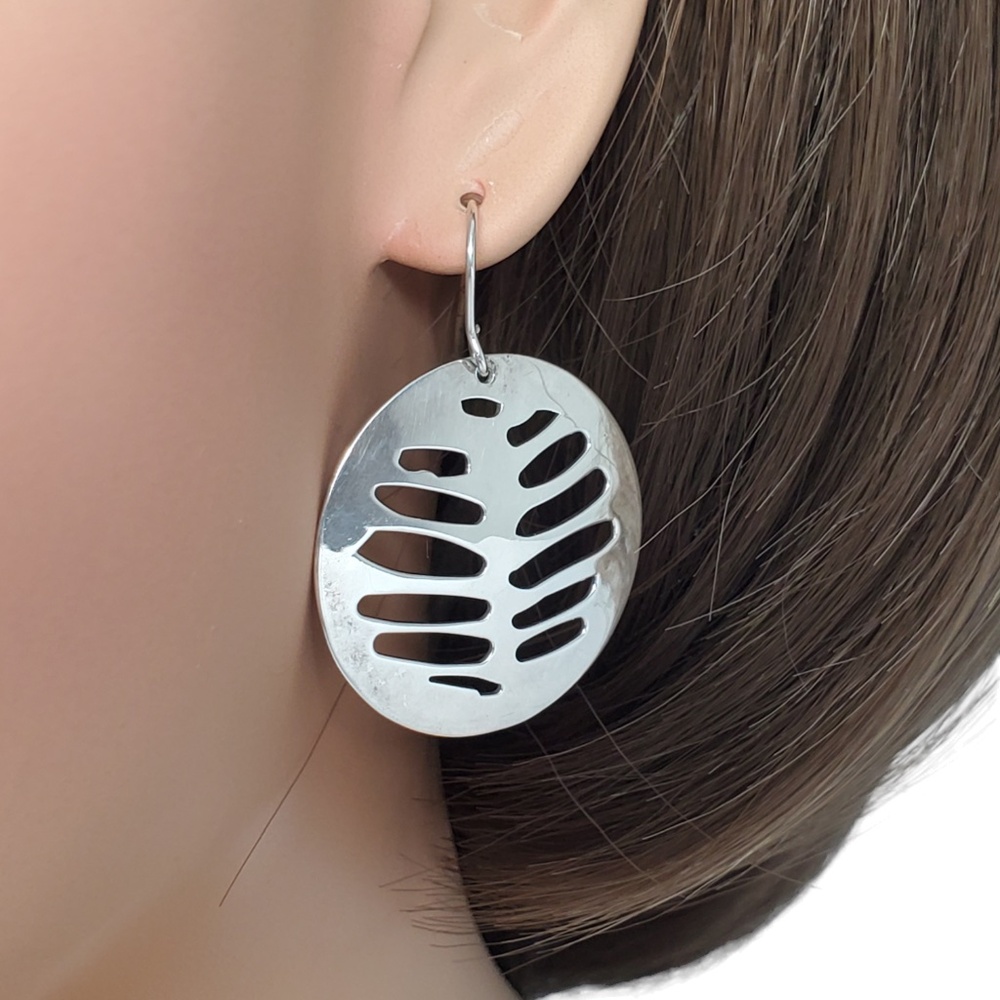 Robert Lee Morris Sterling Silver Modern Round Disc Earrings #17546